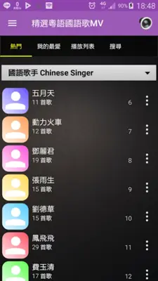 精選粵語歌國語歌 中文勁歌金曲 高清音樂 支援動態歌詞 android App screenshot 1